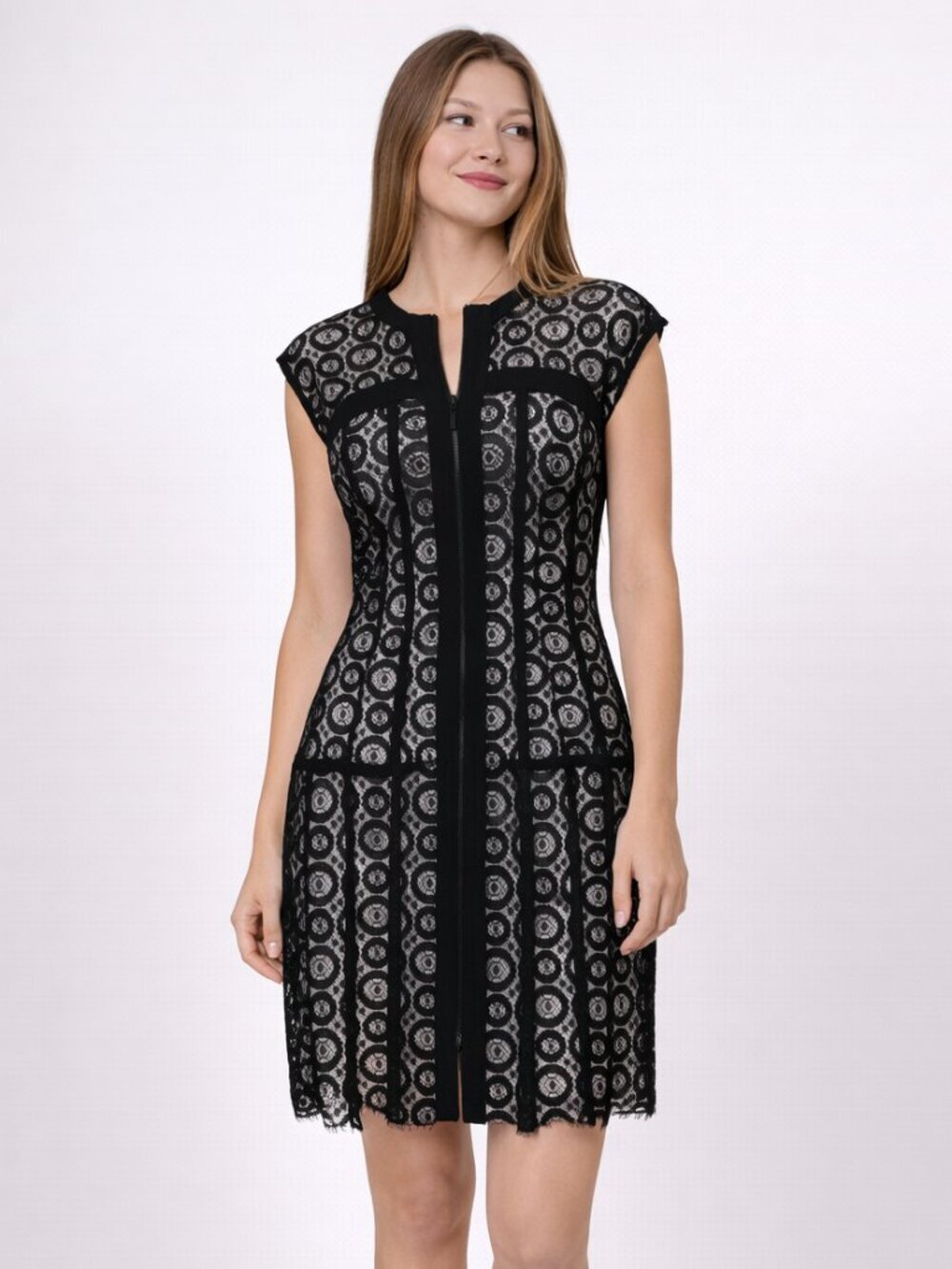 Nanette Lepore Black Lace Zip Front Dress – Size 4 NWT